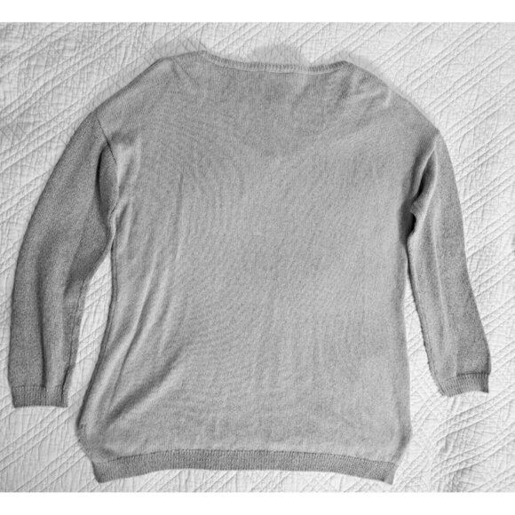 Soft Surroundings Women's PL Gray Angora Blend V-Neck 3/4 Sleeve Sweater - Picture 3 of 6